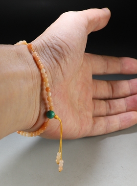 [原创]天然樱桃石3mm极细单圈手链女手串气质复古风配绿松石 楼叔