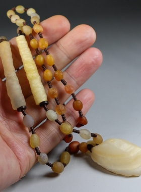 [精品]天然戈壁玛瑙原石毛衣链配50mm印尼玛瑙长管珠原创楼叔孤品