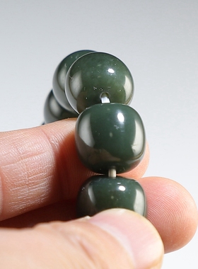 【送证书】和田玉细料手链 微瑕特价卡16大桶珠男款手串 楼叔孤品