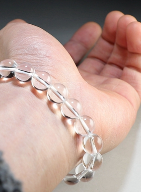 【有瑕特价】白水晶手链 卡10圆珠女款手串 楼叔