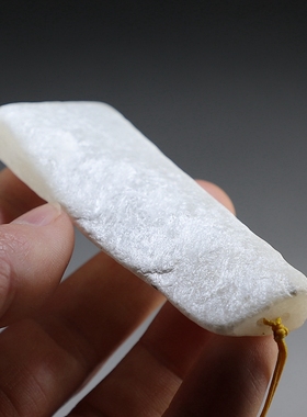 [直闪石]天然和田玉手玩件 石棉状白玉下脚料打原创把件 楼叔孤品