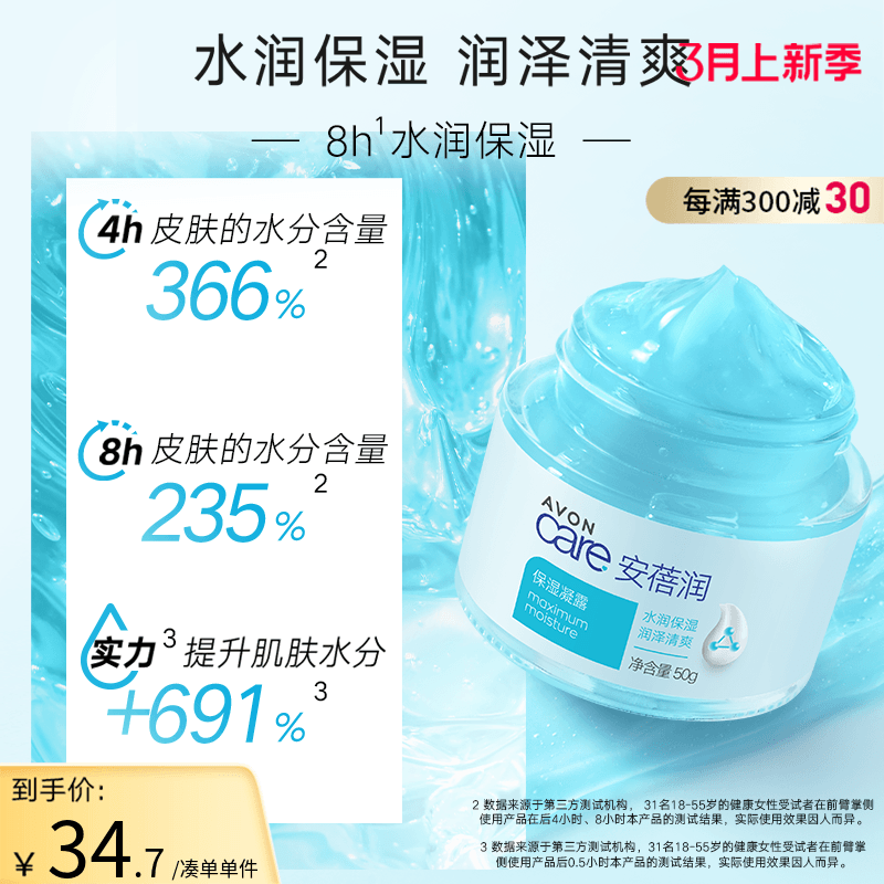 Avon/雅芳雅芳保湿面霜凝露安蓓润2瓶补水滋润嫩肤补水护肤乳液女 - 图0