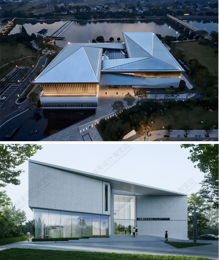 现代博物馆美术馆艺术展览馆文化展馆展厅折线建筑草图大师SU模型-图2