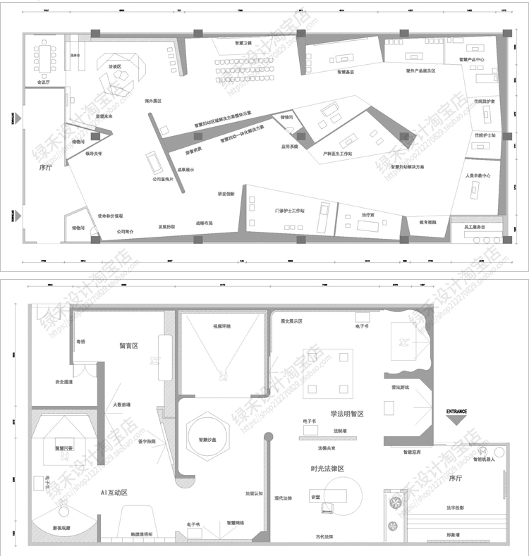 现代文化展厅展馆室内平面布局企业科技展览馆设计CAD平面布置图 - 图1