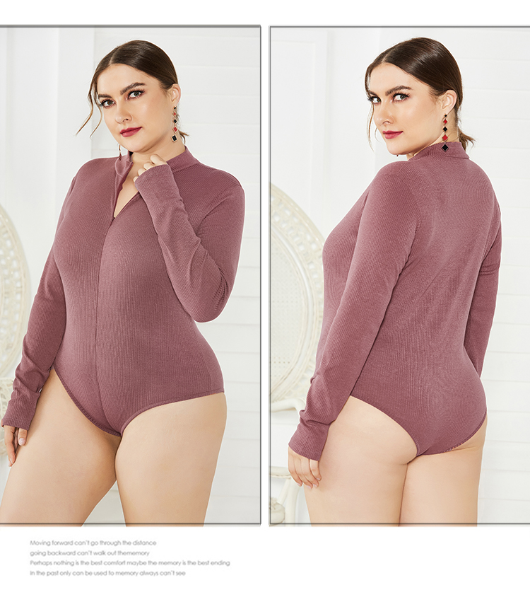 欧美大码紧身连体衣女长袖内搭性感显瘦打底衫 Sexy bodysuit 5XL - 图2