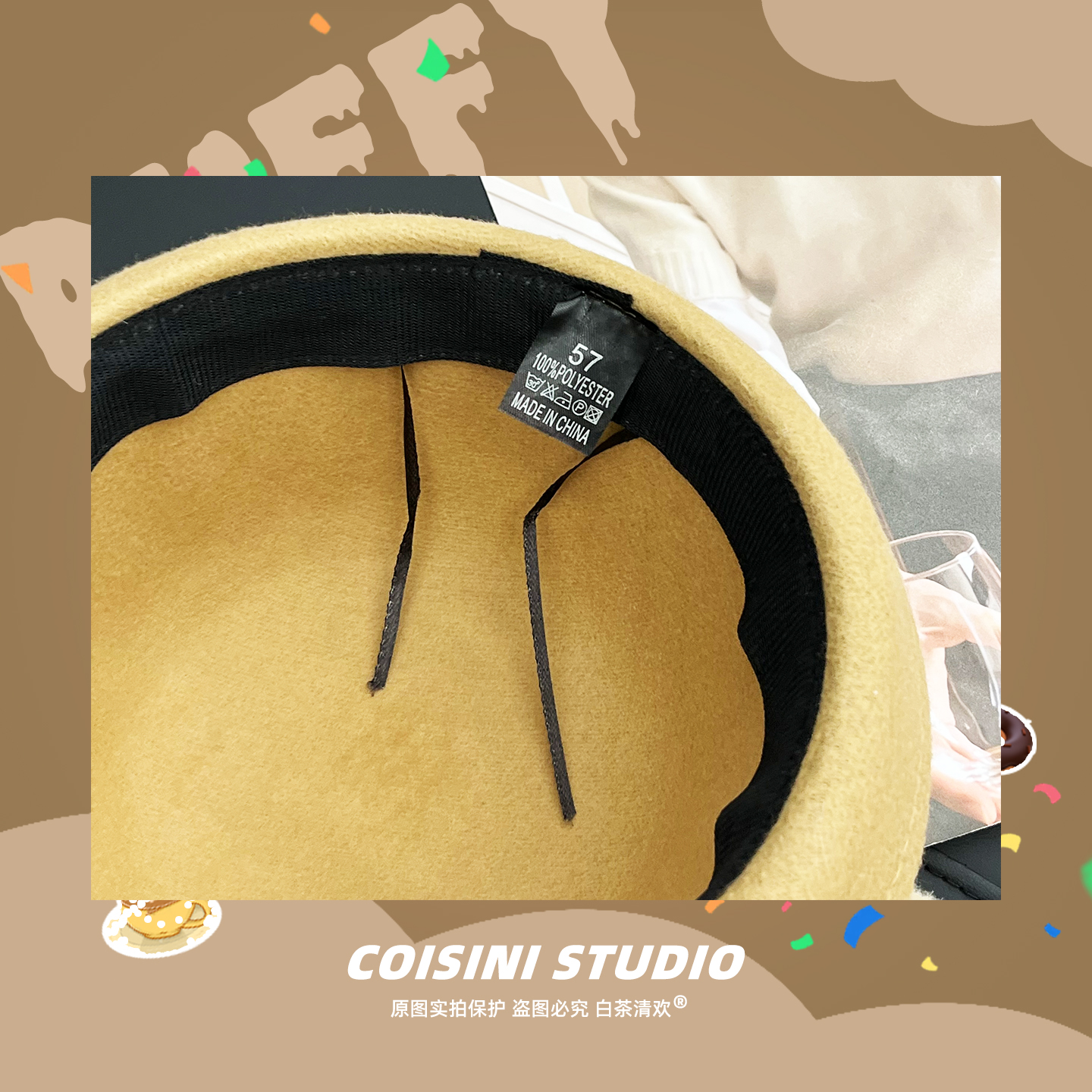 迪士尼周边卡通达菲毛绒耳朵礼帽子女生出游拍照出片渔夫帽显脸小 - 图2