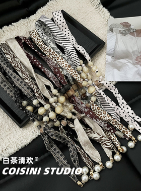 文艺复古复古串珠系脖丝巾项链女