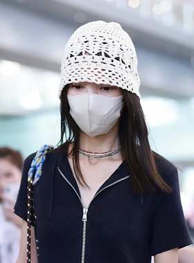 金晨同款镂空针织包头帽子女生