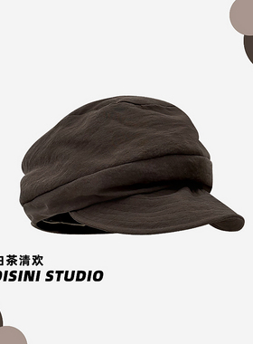 日系小众复古文艺褶皱云朵贝雷帽