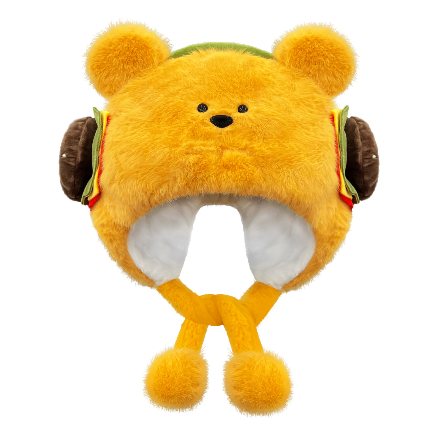 可爱卡通汉堡小熊毛绒帽子女秋冬保暖加厚护耳帽百搭显脸小雷锋帽,淘宝优惠券,粉丝福利购,淘宝优惠卷