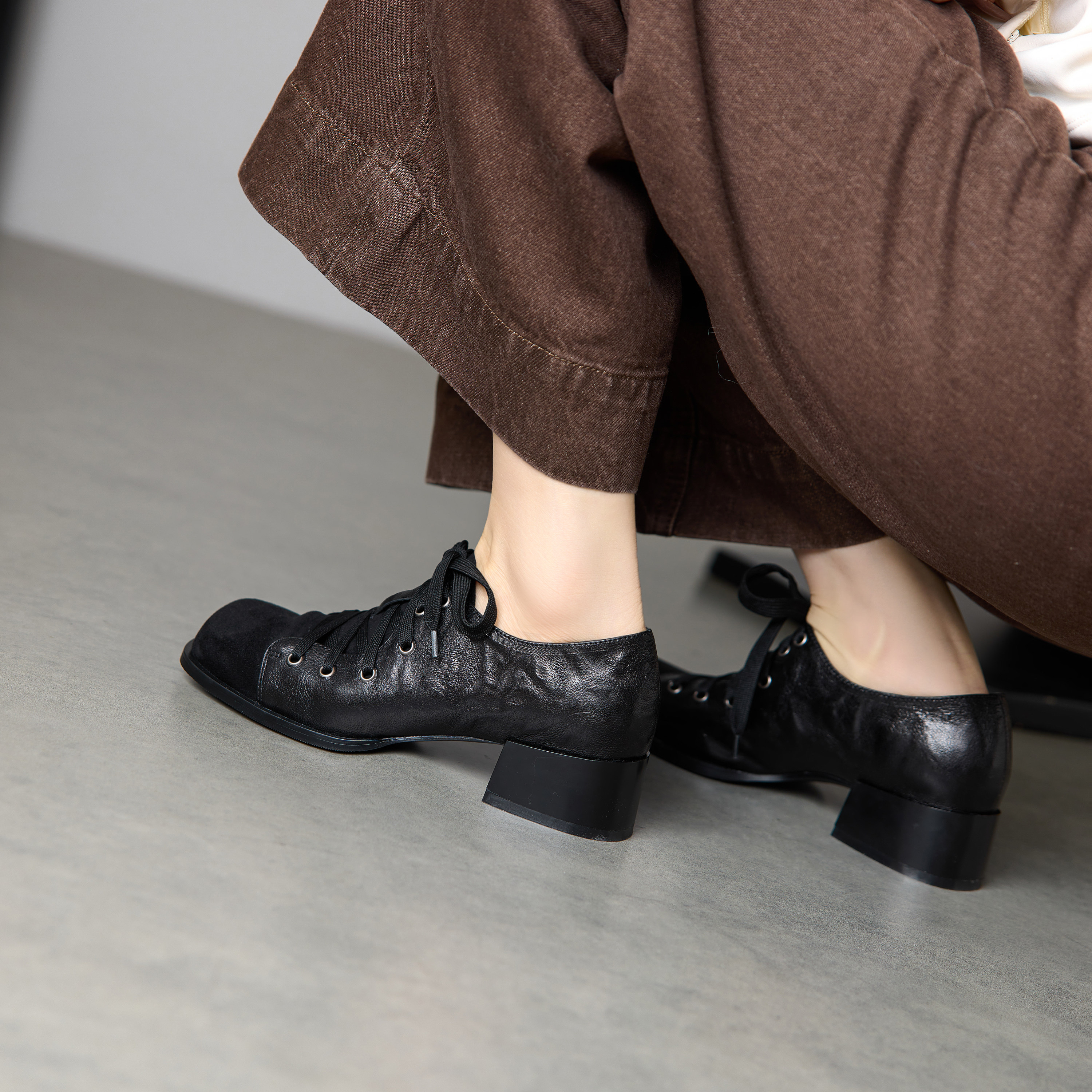 lorem香港 26早春新款复古单鞋羊皮粗跟系带简约百搭时尚深口女鞋,淘宝优惠券,粉丝福利购,淘宝优惠卷