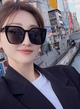 设计师款黑白撞色大框墨镜女素颜遮肉显脸小防晒防紫外线太阳镜潮