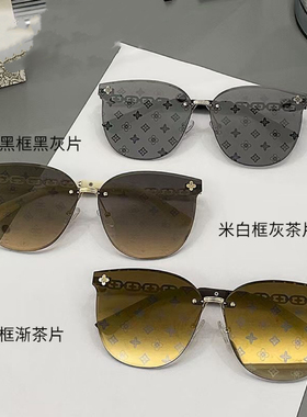 无框切边字母款高级感小香风女太阳镜防紫外线墨镜2025新款夏季潮