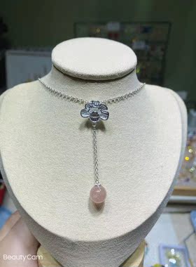 饰品纯银流苏草莓晶锁骨链原创