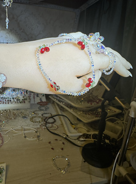 奥地利进口水晶米珠樱桃手链女2024年新款时尚百搭手串甜美手饰