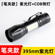 2021 new 395nm Banknote Light Purple Light Flashlight Rechargeable Smoke Wine Anti-counterfeiting Fluorescence Detection Plate Appraisal