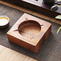 Hupeach Wood Ashtrays Solid Wood Individuality Custom LOGO Home Living Room Retro Chinese Style Trend Creative Natural Smoke Cylinders