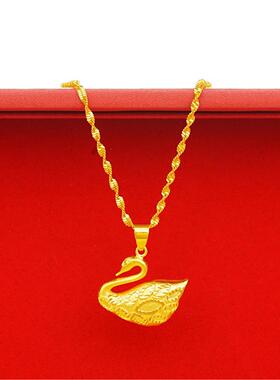 香港正品百合花吊坠沙金项链百搭