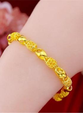 香港真金色爱心手串转运珠手链女