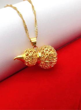真金色葫芦吊坠不掉色项链女款