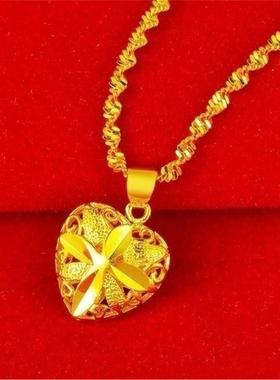 真金色招财纳福牡丹吊坠久不掉色