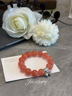 原创天然南红玛瑙手链女款单圈简约百搭饰品礼物送女友闺蜜