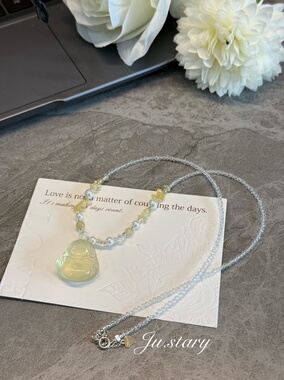 原创施华洛加天然黄水晶佛公时尚百搭配饰不撞款