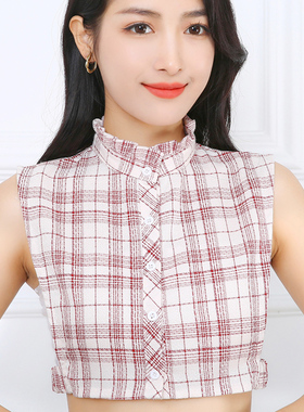 加厚格子假领子女百搭