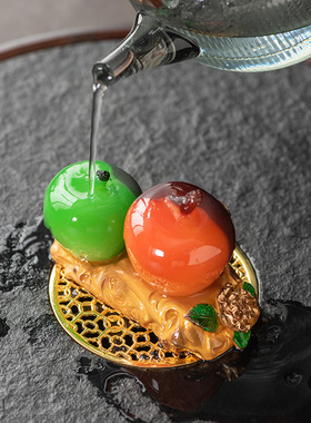 创意富贵平安苹果茶宠摆件茶桌茶台茶具配件可养招财功夫茶具装饰