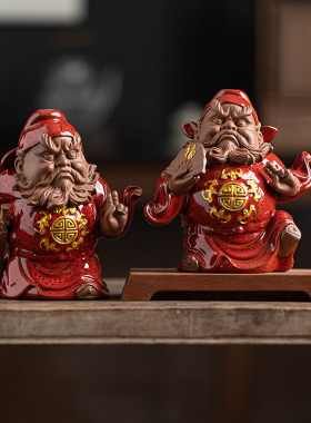 钟馗天师陶瓷摆件招财装饰工艺品