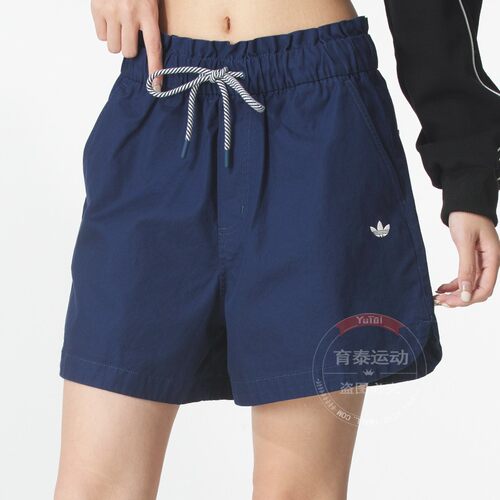 阿迪达斯三叶草女装春季新款W SHORT 时尚经典花苞裤腰运动短裤 - 图0