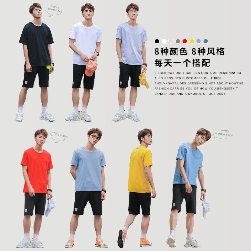 黑色短袖t恤男士休闲宽松打底衫 布衣不二T恤