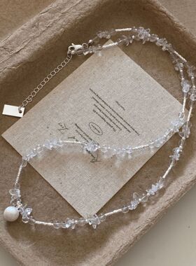 早春温柔 ins风水晶项链手链小众设计气质时髦感耳饰项链套装