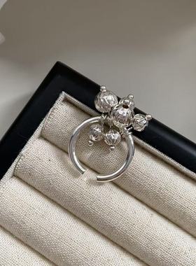 时髦个性百搭小石榴金属流苏戒指时尚感小众 ins风食指指环女