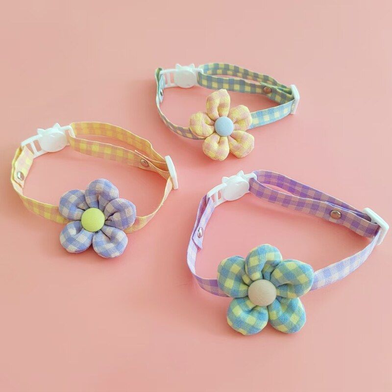 Pet collar cute plaid cat decoration dog collar neck collar silent accessories puppy cat accessories