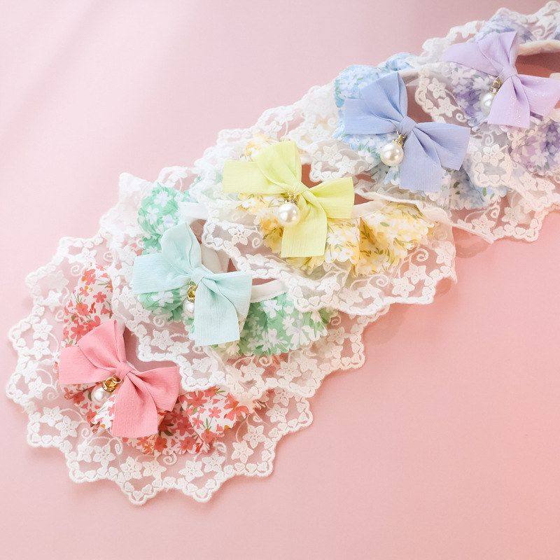 ins特价跨境亚马逊宠物项圈小猫咪狗口水巾饰品蕾丝碎花朵蝴蝶结,淘宝优惠券,粉丝福利购,淘宝优惠卷