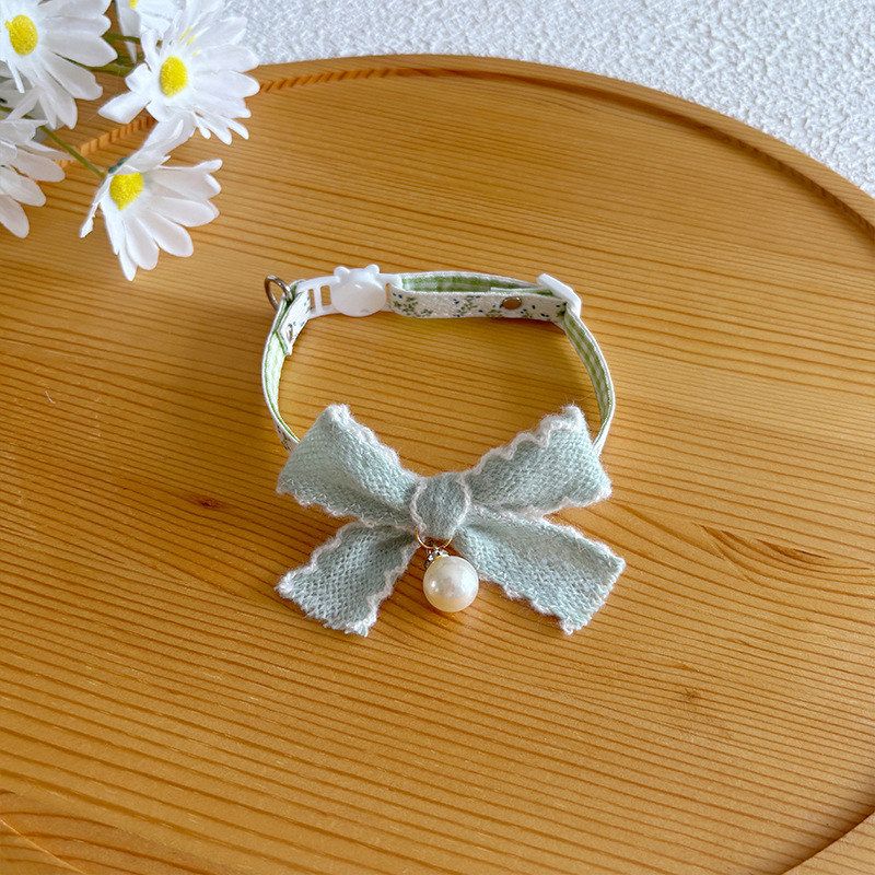 Autumn pet collar bow tie dog collar cute bow kitten accessories pendant pearl small floral fresh