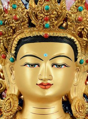 尼泊尔金刚萨埵铜全鎏金像摆件