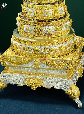 居家摆件尼泊尔手工铜鎏金鎏银