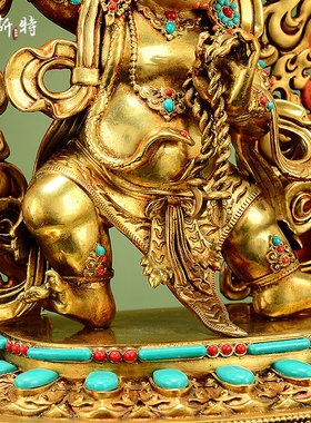 全鎏金金刚手家用铜像摆件