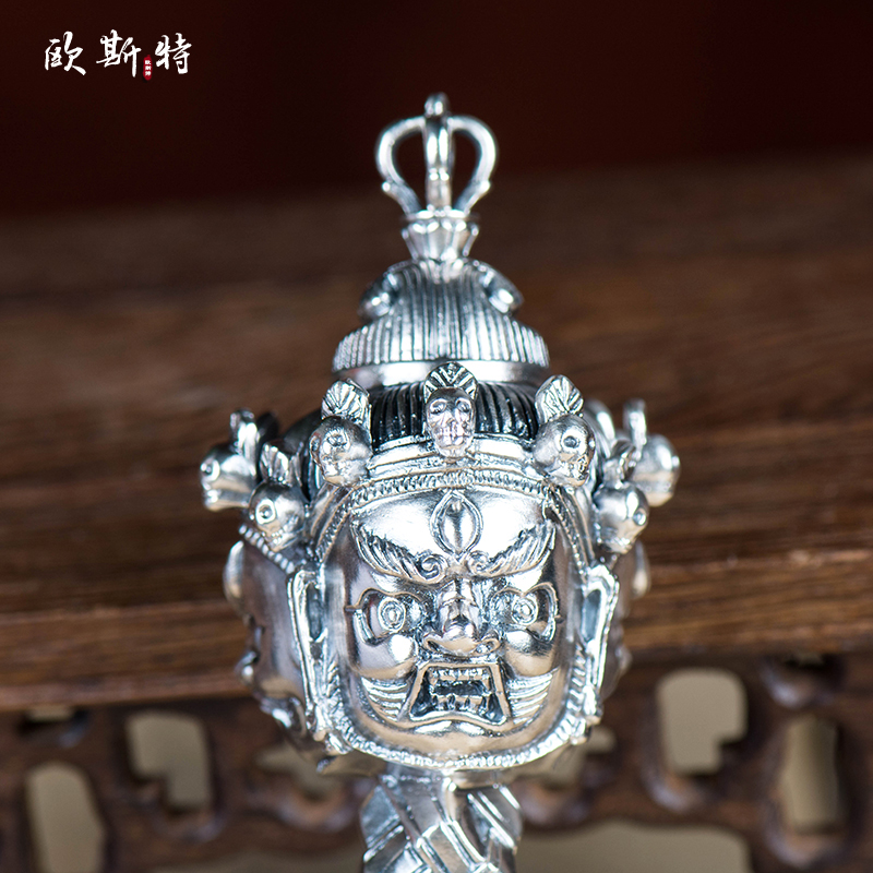 欧斯特 普巴金刚宝杵999银西藏居家佛具用品金刚宝橛 大号220g - 图2