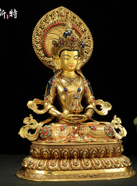 全鎏金常寿佛铜像摆件