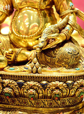 尼泊尔进口黄财神铜像摆件黄财神