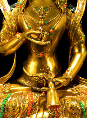 欧斯特全鎏金《金刚萨埵》室内家用精工铜《金刚萨垛》铜像摆件