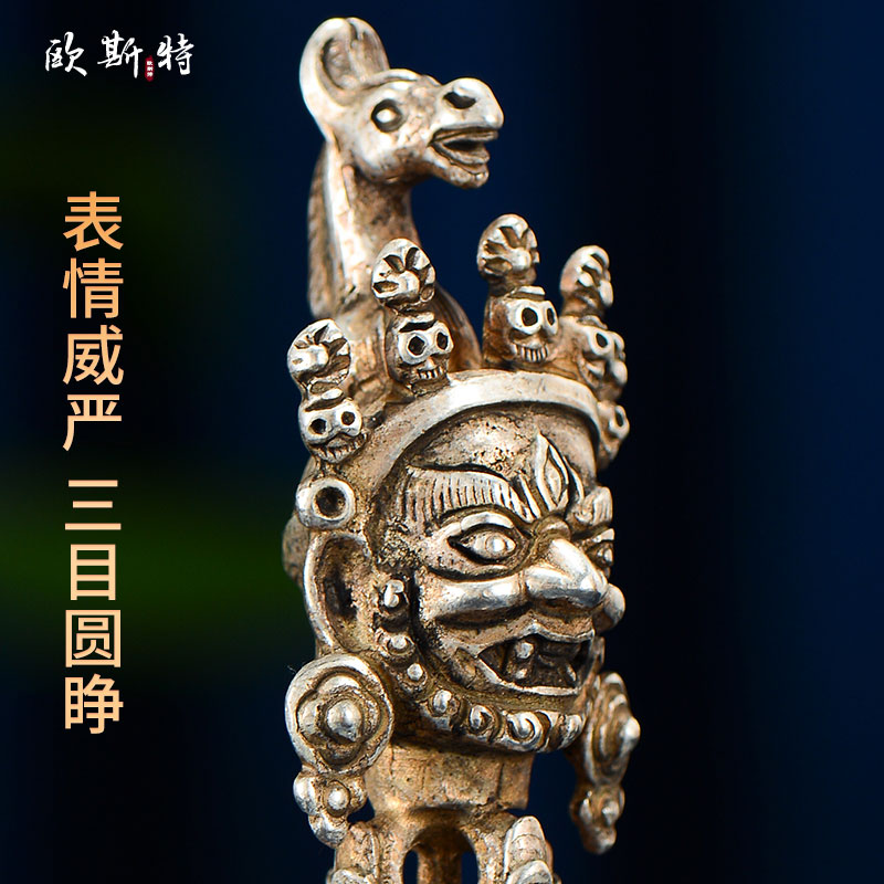 欧斯特 九股金刚宝杵 铜鎏银五股金刚钺刀 马头金刚宝橛 佛具摆件
