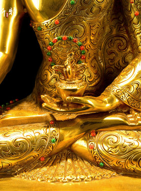 欧斯特全鎏金《药师佛》室内家用精工铜《琉璃光如来》铜像摆件