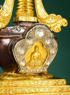 铜鎏金鎏银宝塔可装赞