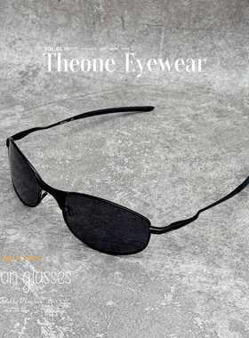 椭圆偏光复古黑框黑片墨镜