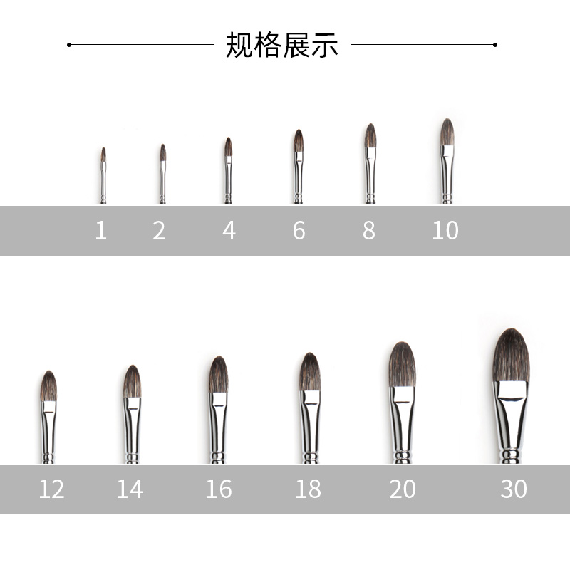 韩国Hwahong华虹黑牛耳毛半圆头油画笔/水粉笔/水彩笔/丙烯笔815 - 图3