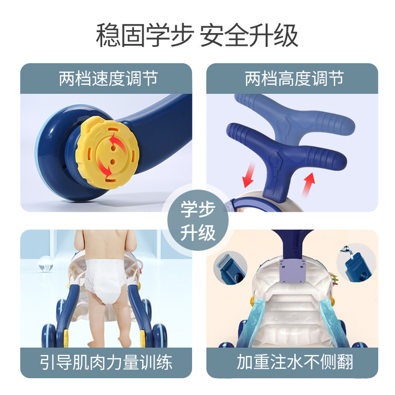 多功能防侧翻宝宝走路防两用学步车 活石手推学步玩具